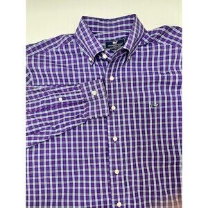 Vineyard Vines Tucker Purple Plaid Long Sleeve Whale Shirt Size Medium